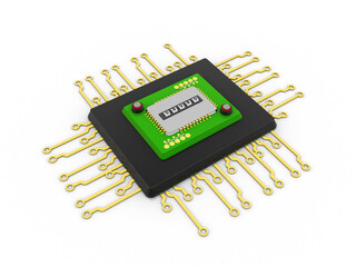 Poster - 3d rendering latest computer microchips