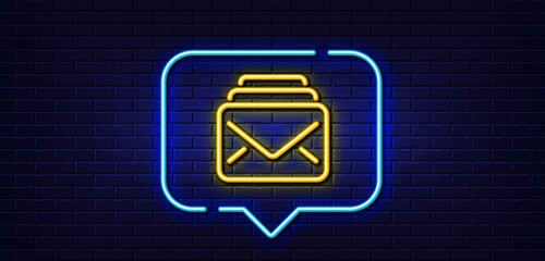 Poster - neon light speech bubble. mail line icon. new messages correspondence sign. e-mail symbol. neon ligh