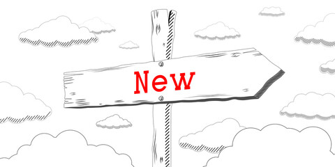 Wall Mural - New - outline signpost with one arrow