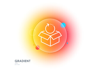 Aufkleber - Return package line icon. Gradient blur button with glassmorphism. Delivery parcel sign. Cargo goods box symbol. Transparent glass design. Return package line icon. Vector