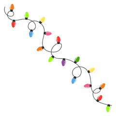 Wall Mural - christmas lights string isolated on white background