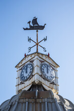 Marine Themed Weather Vane On A Clock Tower, North Downs Way; Kent, England