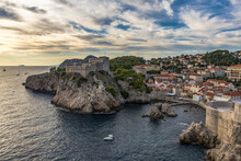 View Of Fort Lovrjenac At Sunset; Dubrovnik, Dubrovnik-Neretva County, Croatia
