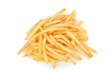 Wall Mural - French fries isolated on white background. Top view