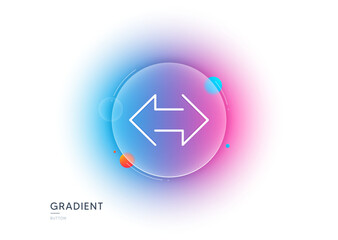 Aufkleber - Sync arrows line icon. Gradient blur button with glassmorphism. Communication Arrowheads symbol. Navigation pointer sign. Transparent glass design. Sync line icon. Vector