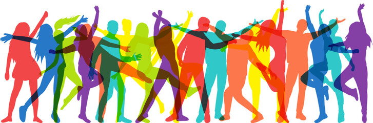 people celebrating, dancing silhouette design vector isolated