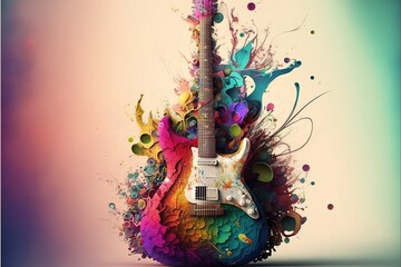 Wall Mural - Digital illustration about guitar.
