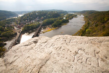 Civil War Era Grafitti On A Rock Above Harpers Ferry, West Virginia.; Harpers Ferry, West Virginia.