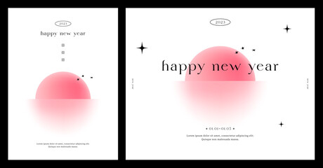 Wall Mural - 2024 Happy new year. 3d template in glassmorphism style. Horizontal Website screen with glass overlay effect isolated on abstract background. Transparent glass plate. Trendy vector illustration.