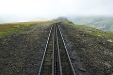 Train Tracks On Mount Snowdon In Wales, United Kingdom; Mount Snowdon, Wales, United Kingdom