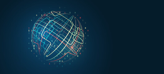 Fototapete - Structuring the flow of information. Data analytics concept. Sorting a large amount of data on a dark background. Big data visualization. Futuristic network or business analytics.