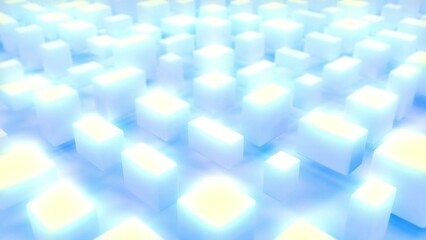 Wall Mural - gentle sky blue 3d boxes shuffle - abstract geometry background - loop video