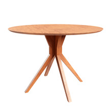 Round Wooden Table. Dining Table Isolated On Transparent Background. 3D Render. 3D Illustration.