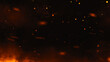 © Victor - Red fire embers particles texture overlays . Sparkle burn effect on isolated black background for movie scenes.