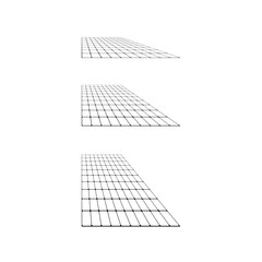 Poster - Flat grid surface set. Rectangle horizontal plane in different perspective. Different angles design elements collection. Vector