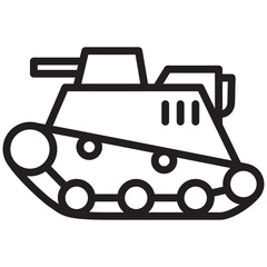 Wall Mural - Military vehicle with gun. Armored vehicle.Weapons for modern warfare.Tank outline simple icon.Outline vector illustration.Isolated on white background.Armored personnel carrier.