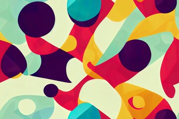 Wall Mural - Innovative, seamless pattern including a variety of doodle art forms and textures. Collage. Generative AI