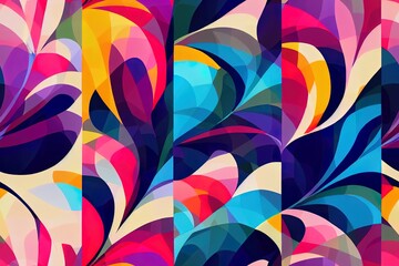 Wall Mural - Intriguing, repeatable seamless pattern designed with colorful abstract motifs. Generative AI