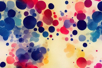 Wall Mural - Colorful blotches and confetti-like splatters over a white backdrop; an abstract watercolor design. Generative AI