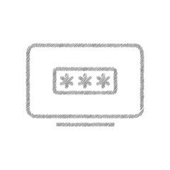 Poster - Laptop with password window sketch vector. Window with user authorization