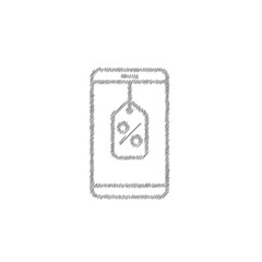 Poster - Online shopping. Phone with badge sketch vector icon