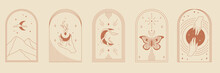 Set Of Esoteric Boho Logos And Frames