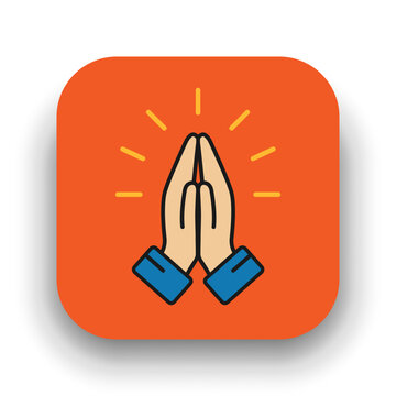 Wall Mural -  - Pray icon for app, web. Folded hands symbol in flat design.
