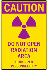 Radiation warning sign and labels