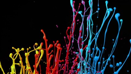 Poster - Super slow motion of dancing colors, isolated on black background. Filmed on high speed cinema camera, 1000 fps.