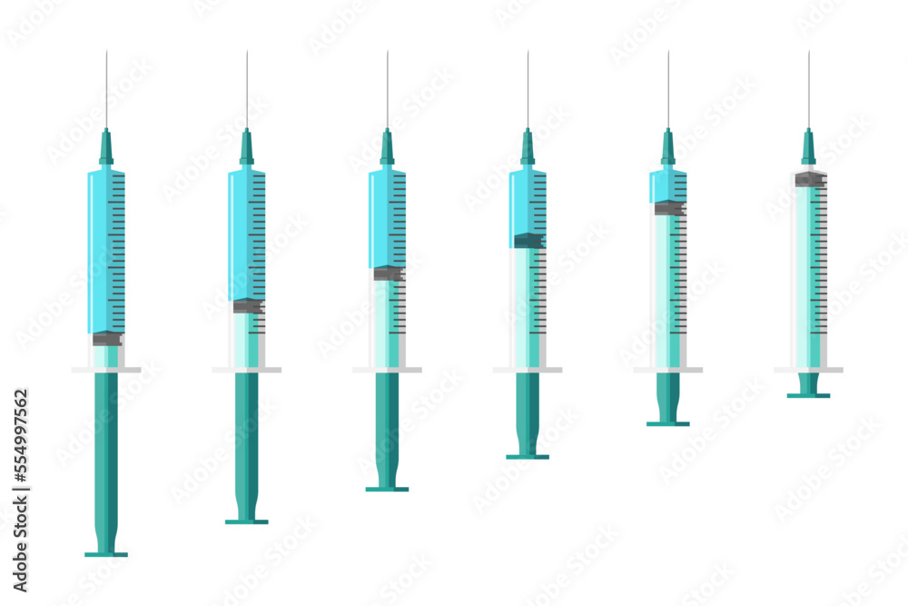 Medicine syringe injector application device set. Medical drug ...