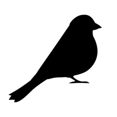 Sticker - Vector flat hand drawn tit bird silhouette isolated on white background