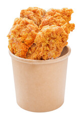 Wall Mural - Korean Fried chicken on paper bucket With clipping path, Fried chicken on white PNG File.