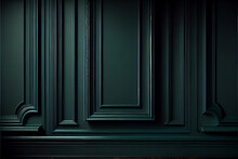 Green Lacquered Wall With Wainscoting Ideal For Backgrounds