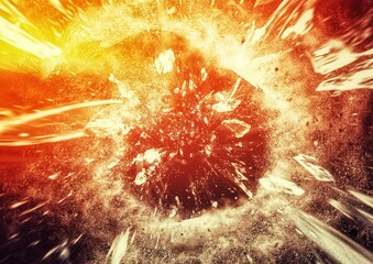 Aufkleber - 爆発して破片が飛び散る抽象的な背景