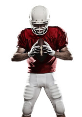 Canvas Print - Football Player with a  Red uniform on a transparent background. PNG file.