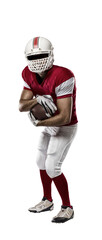 Canvas Print - Football Player with a  Red uniform on a transparent background. PNG file.