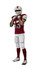 Canvas Print - Football Player with a  Red uniform on a transparent background. PNG file.