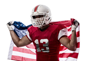 Canvas Print - Football Player with a  Red uniform on a transparent background. PNG file.