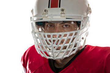 Canvas Print - Football Player with a  Red uniform on a transparent background. PNG file.