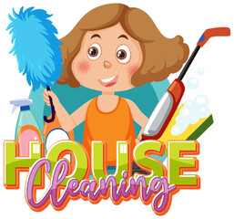 Sticker - House Cleaning text for banner or poster design