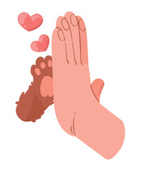 Sticker - hearts with hand human and pet