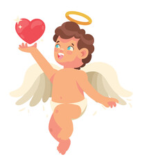 Wall Mural - cupid angel lifting heart