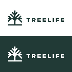 Wall Mural - Vintage tree life logo design vector 