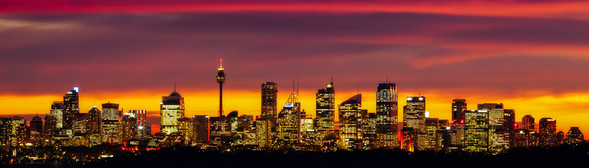 Fototapete - Skyline of Sydney after Sunset