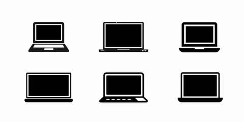 Poster - Black laptop icon collection. Stock vector.