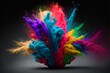 Farbpulver Explosion Holi Pulver Festival Nahaufnahme, AI generativ