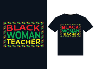 Wall Mural - Black Woman Teacher illustrations for print-ready T-Shirts design