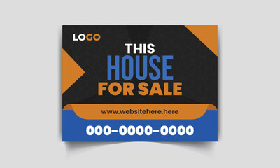 Modern yard sign or signage design template for outdoor home sale. easy to use for real estate company business