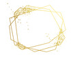 Gold frame isolated object, polygonal shape with golden splash, overlay design element