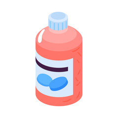 Sticker - Isometric Pills Jar Composition